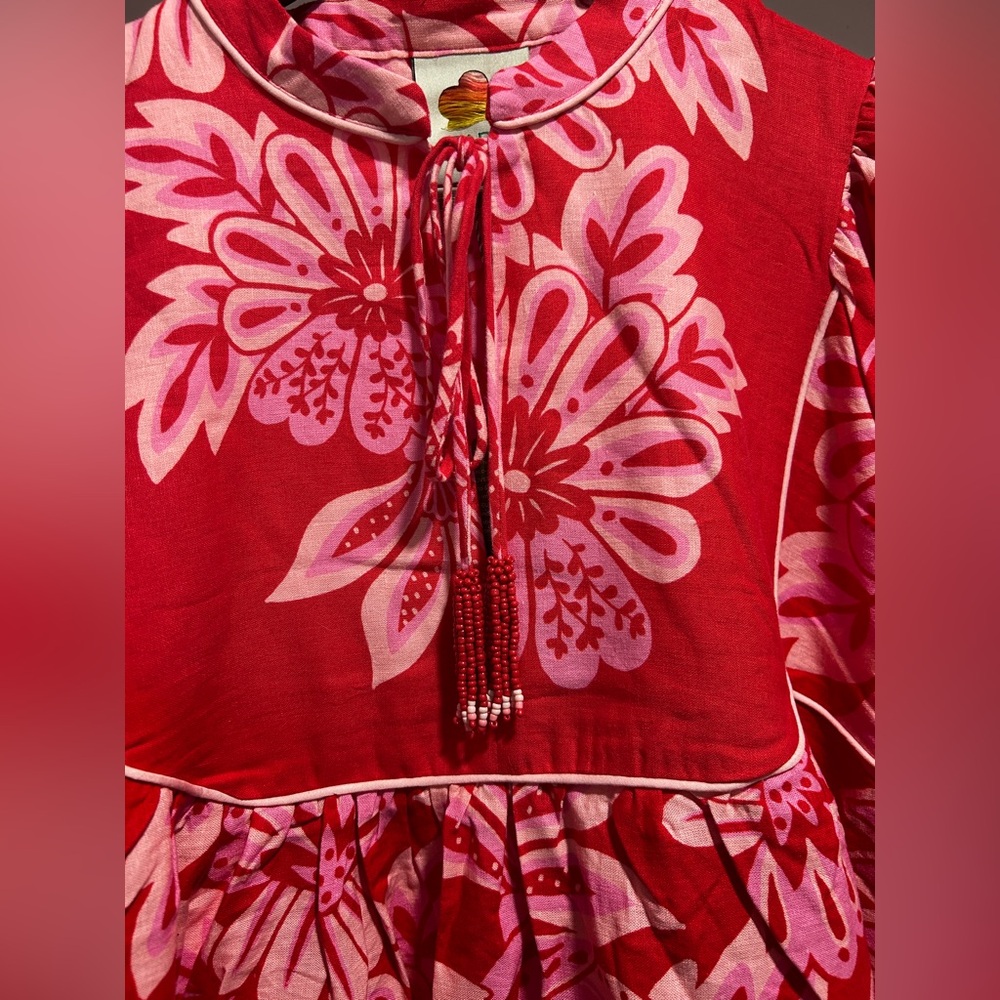 NWT FARM Rio Red and Cream Floral Mini Dress - Picture 5 of 12